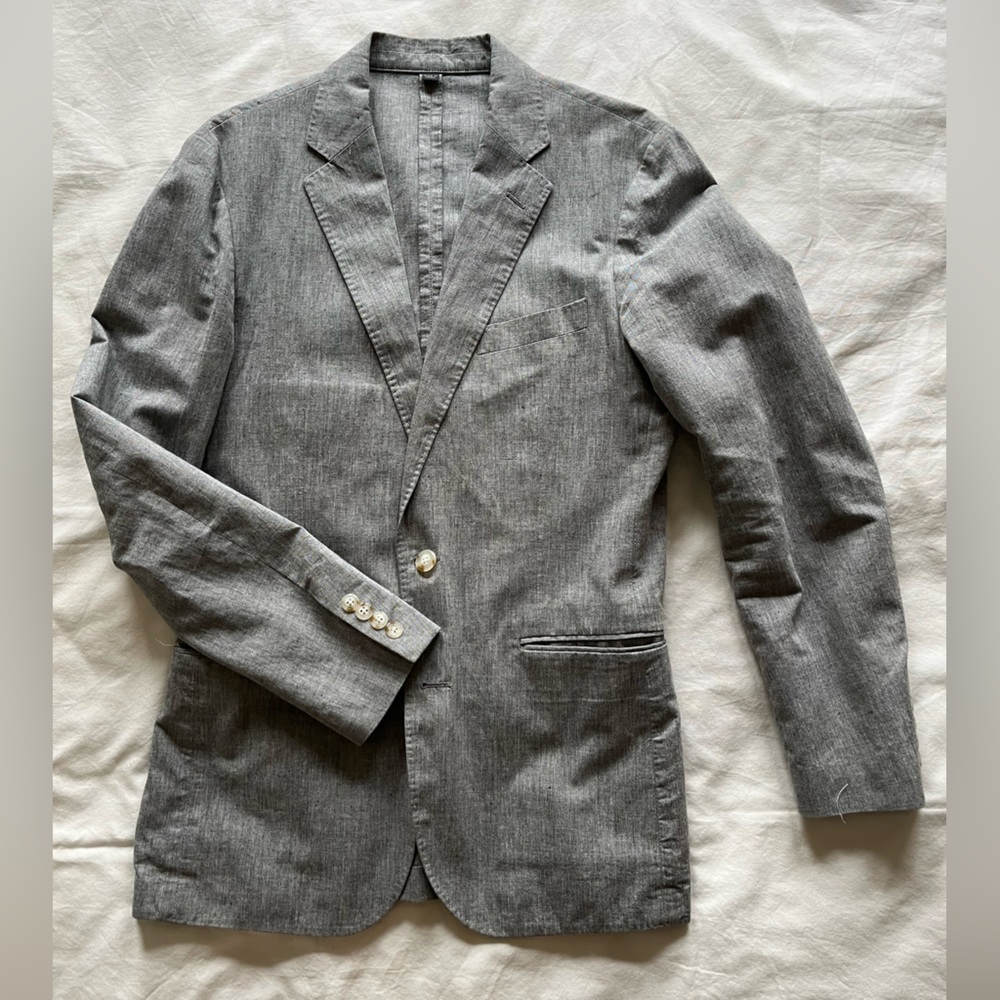 Ludlow Slim-fit unstructured suit pant in Irish cotton-linen blend